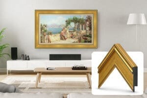 A Samsung framed painting in a living room.