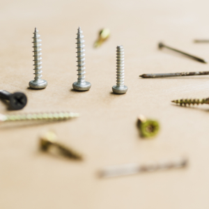 Some screws lying on a table