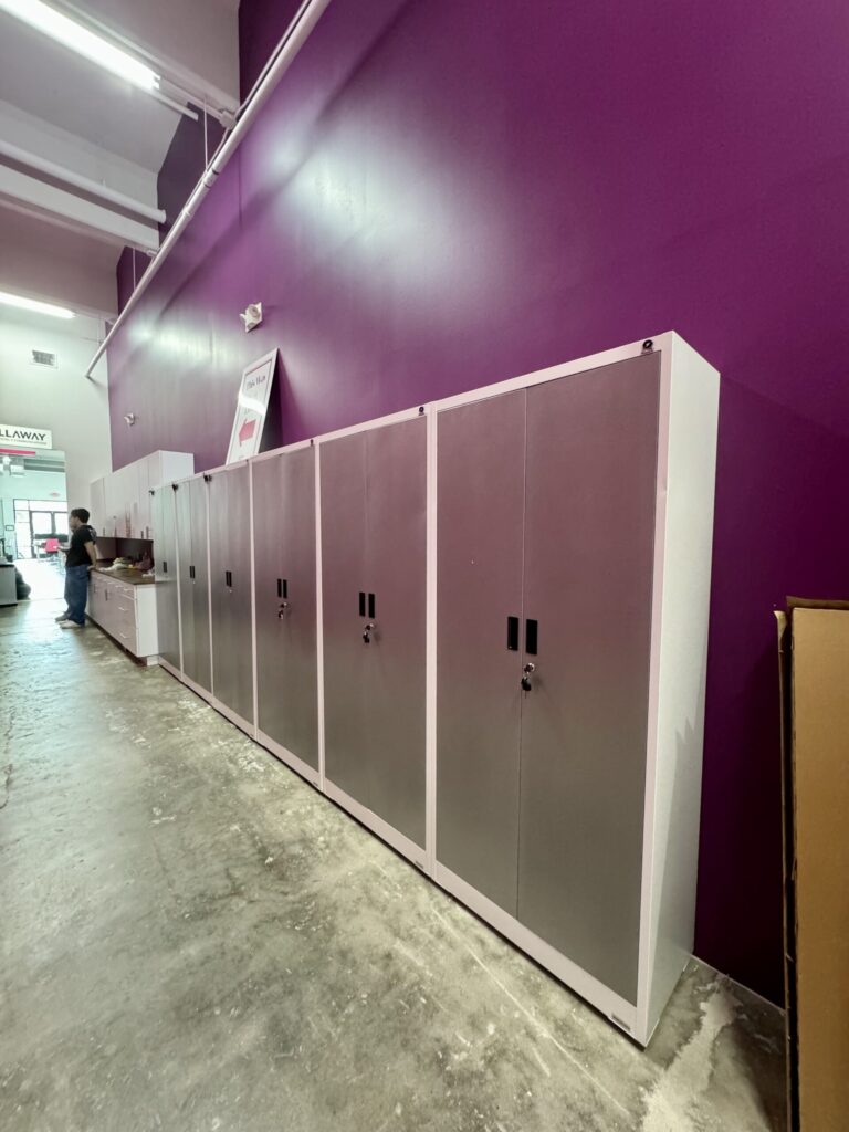 Commercial furniture assembly services in Houston for stylish storage cabinets.